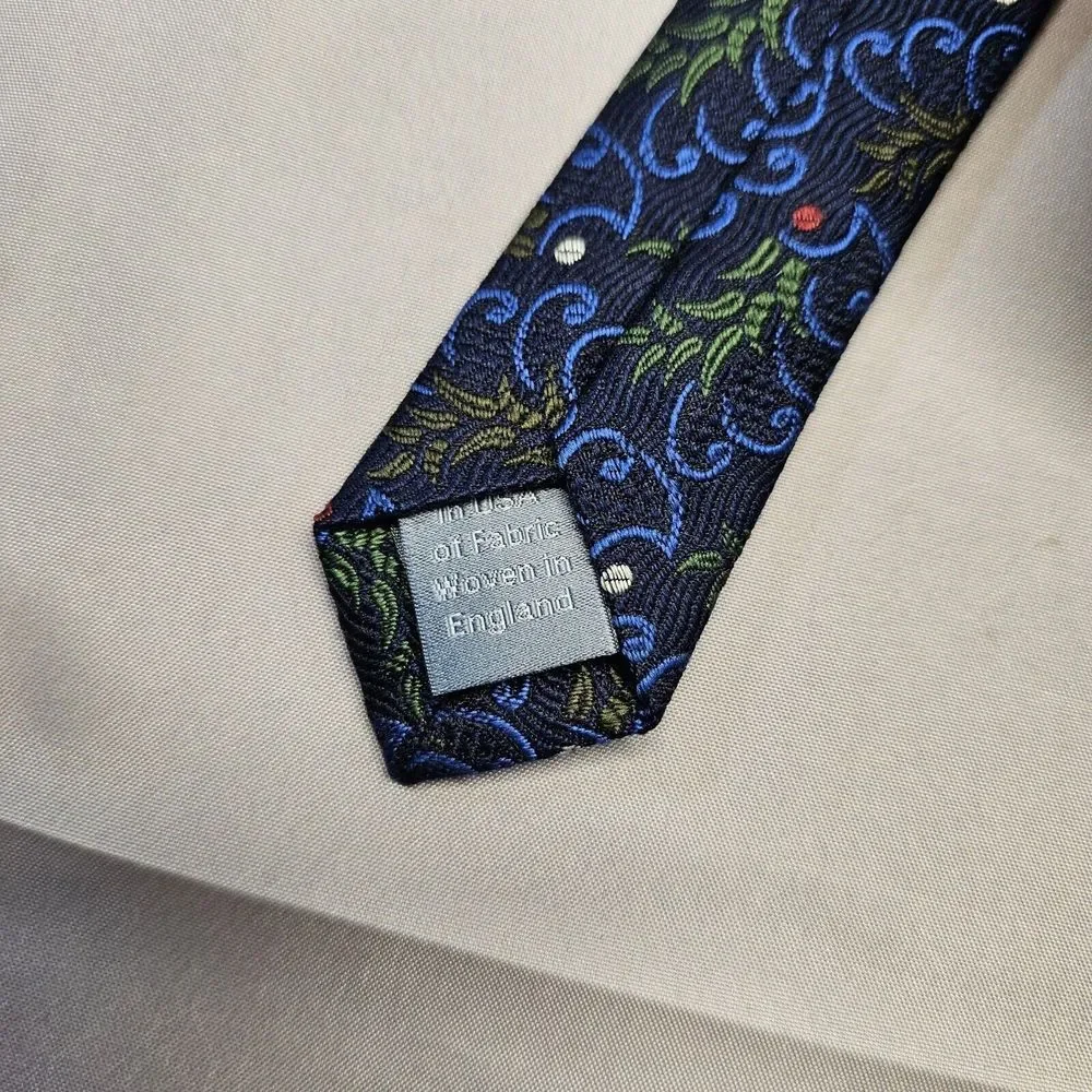 Hickey Freeman Tie Mens Silk Blue Geometric Pattern 60x3.5‎ Extra Long